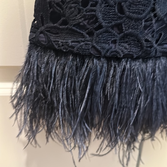 Greylin Navy Embroidery and Feather Blouse - Picture 2 of 6